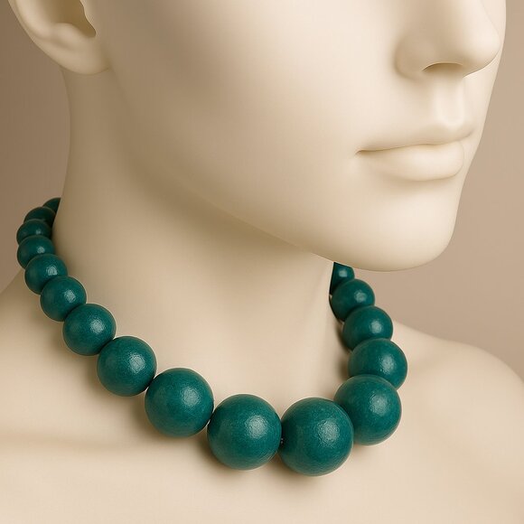 Stunning Silver Tone Green Beaded Necklace – Multi-Sized Elegant Women's Jewelry - Picture 1 of 7